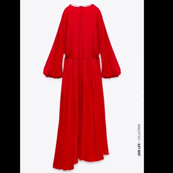 Zara red viscose flowy limited edition Halloween cape dress with black mask - Picture 14 of 16